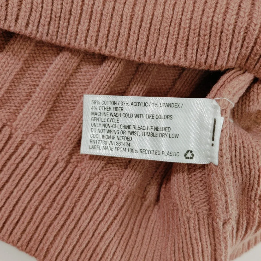 Wild Fable Womens Cropped Sweater Pink Cable‎ Knit Button UP Long Sleeve Size S